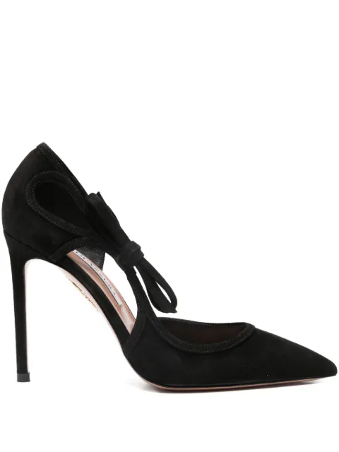 Aquazzura 105mm Bow Tie pointed-toe pumps Black SVEHIGP0SUE