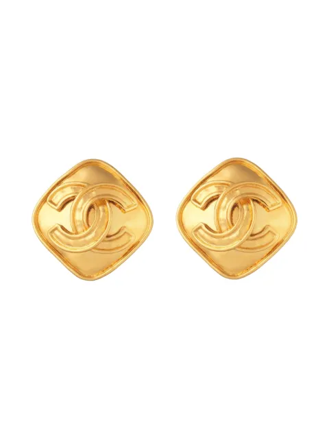 CHANEL Pre-Owned 1994s diamond-shaped clip-on earrings Gold ER026261