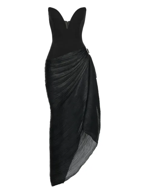 V:PM ATELIER Tess sweetheart-neckline pleated maxi dress Black TSSVPMATL