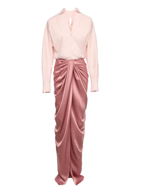 V:PM ATELIER Corynna draped satin-panel maxi dress Pink CNAVPMATL