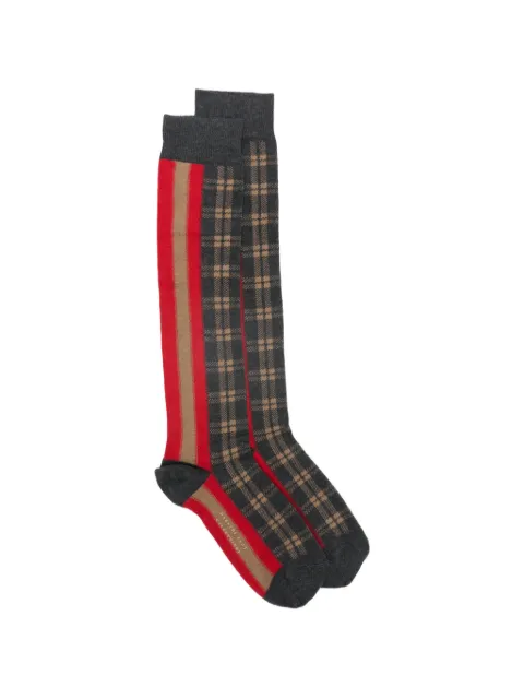 ALTO striped plaid socks Grey 14AIAM062UL
