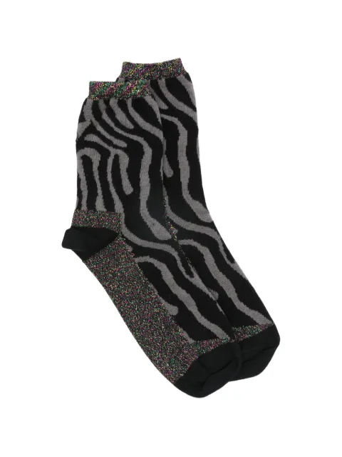 ALTO zebra-print shimmer socks Black 14AIAM150DC