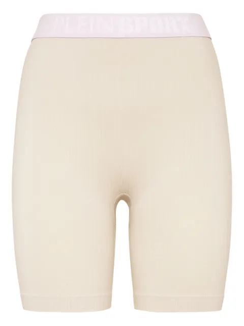 Plein Sport ribbed logo seamless biker shorts Neutrals SAECWJT2058STE003N