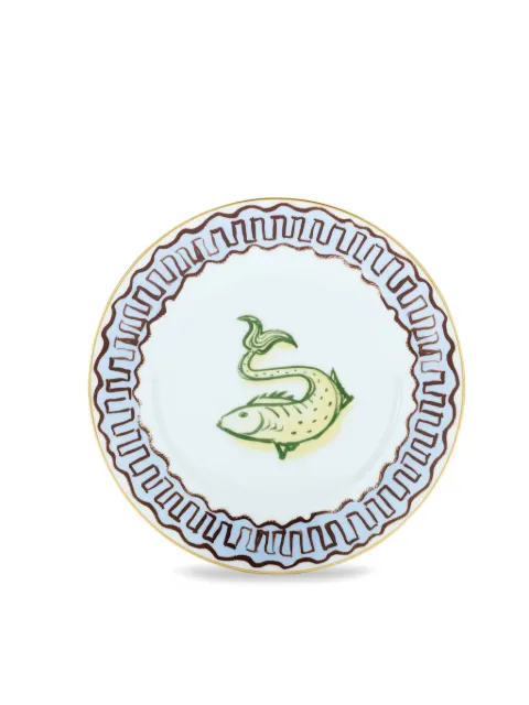 GINORI 1735 fish-motif border plate White 004RG00FPT110010220G00135002