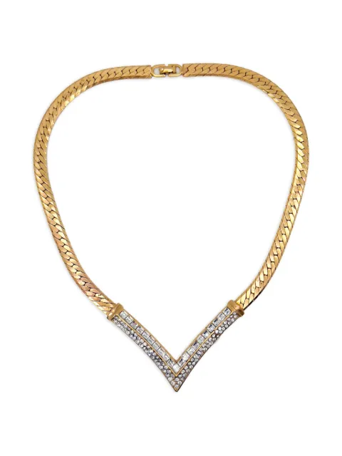 Christian Dior Pre-Owned 1980s V crystal-embellished necklace Gold DIORVCRYSNKL