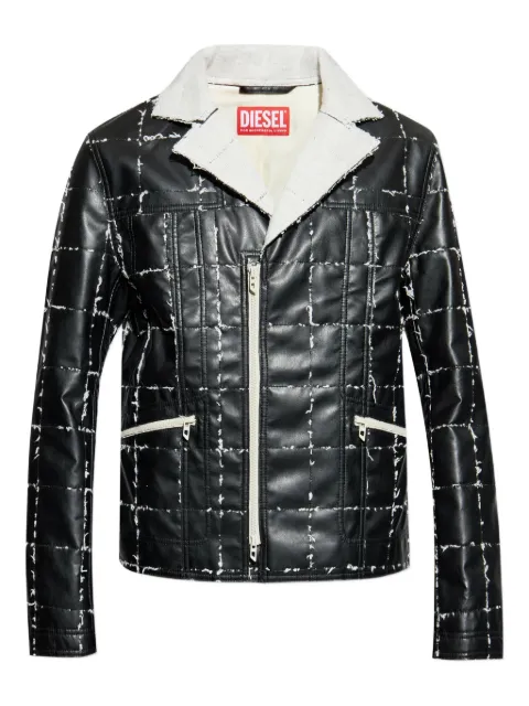 Diesel quilted panelled biker jacket Black A210630SLCS