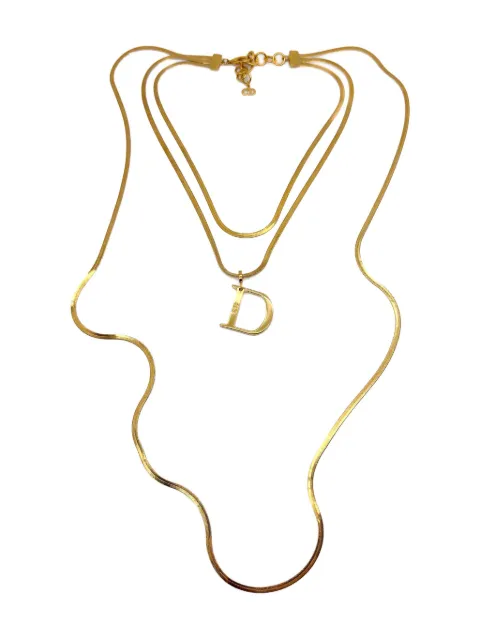 Christian Dior Pre-Owned 1980s D Drop-pendant necklace Gold DIORDSNAKENKL