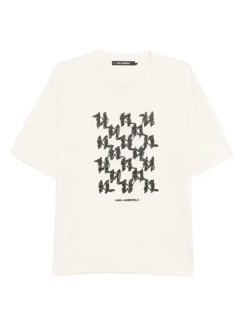Karl Lagerfeld monogram-embossed T-shirt Neutrals A4M17070B09
