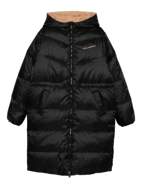 Karl Lagerfeld logo-embroidered reversible coat Black A4W150452DX