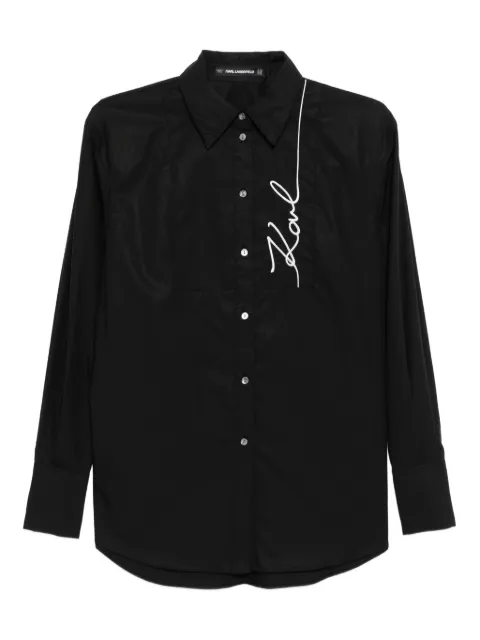 Karl Lagerfeld signature-embroidered poplin shirt Black A4W11014999