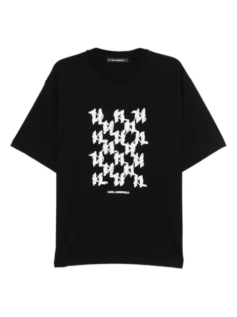 Karl Lagerfeld monogram-embossed T-shirt Black A4M17070999