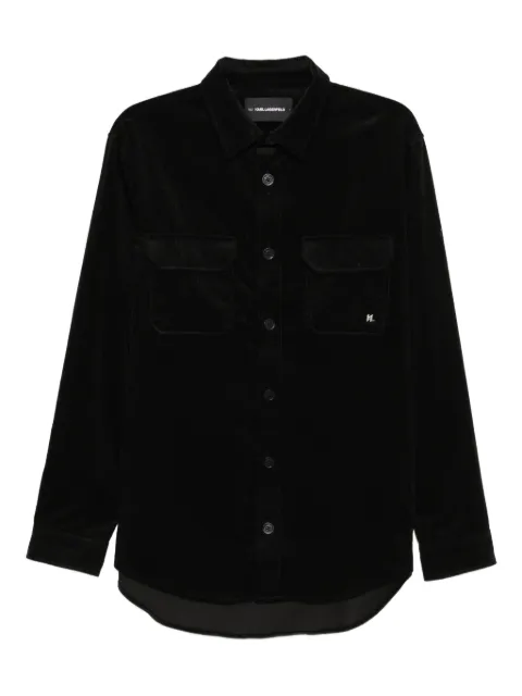 Karl Lagerfeld logo-patched corduroy overshirt Black A4M16020999