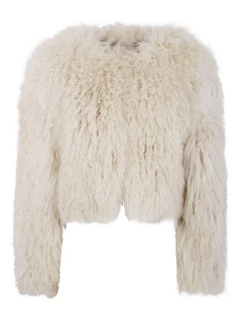 DRHOPE curly-pile cropped jacket Neutrals NA259015ALL