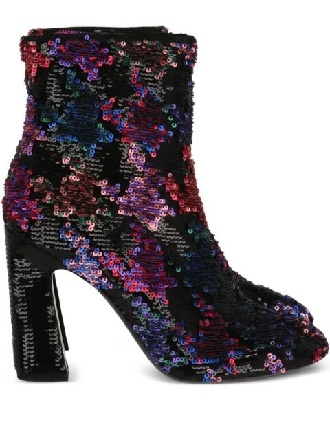 Roger Vivier 100mm sequin floral boots Black RVW42917350O20B999