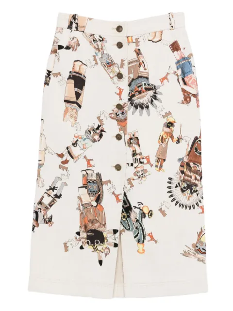 Hermès Pre-Owned 1990s Native American print skirt Neutrals HE800XE