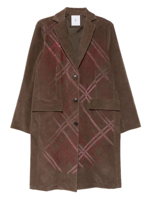 Why Ci checked corduroy coat Brown 0777