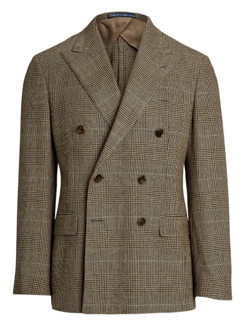 Polo Ralph Lauren double-breasted checked-pattern blazer Neutrals 715973238001