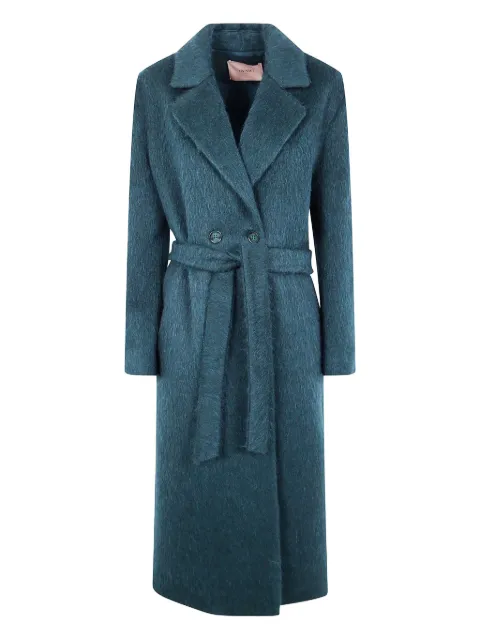 TWINSET belted double-breasted coat Green 252TT2221
