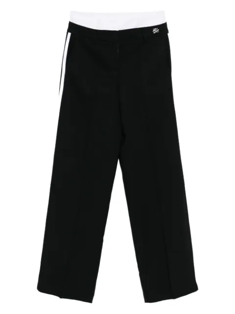 Karl Lagerfeld logo-embroidered double waistband straight trousers Black A4W10115101