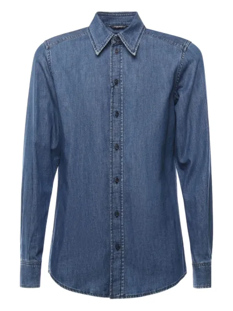 Dolce & Gabbana denim long-sleeved cotton shirt Blue G5IX8DG8LP1