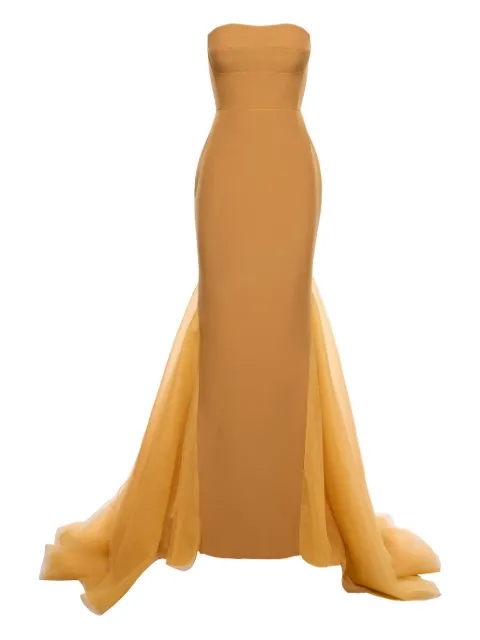 V:PM ATELIER strapless tulle-overlay gown Yellow ARIVPM