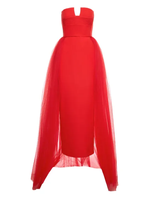 V:PM ATELIER strapless tulle overlay dress Red LSAVPM