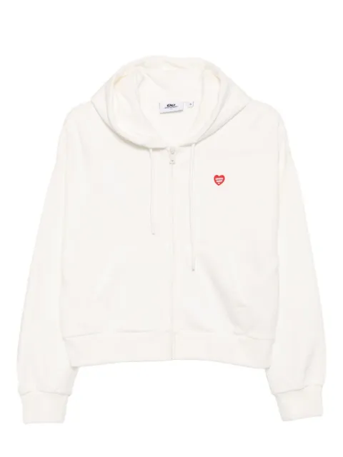 CHOCOOLATE logo-appliqué cotton hoodie White B1XSWW00535X