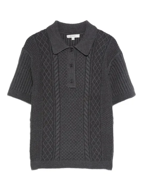 JW Anderson cable-knit polo-neck polo top Grey KW1443YN0446599