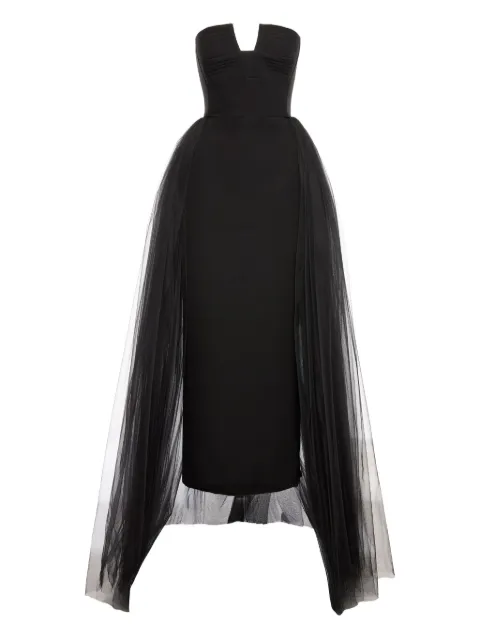 V:PM ATELIER strapless tulle overlay dress Black LSAVPM