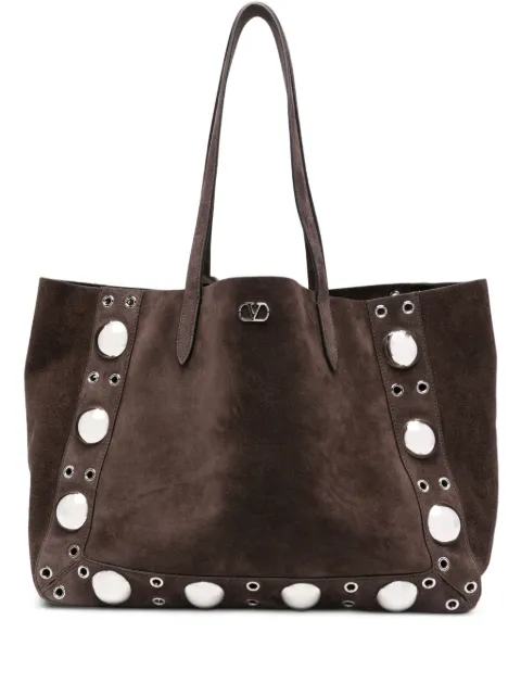 Valentino Garavani eyelet-embellished tote bag Brown YB0R79JET
