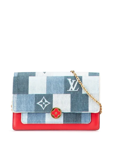 Louis Vuitton Pre-Owned 2020 Monogram Denim Patchwork Fiore Chain Wallet crossbody bag Blue KB7N3ZKL2QL493JS