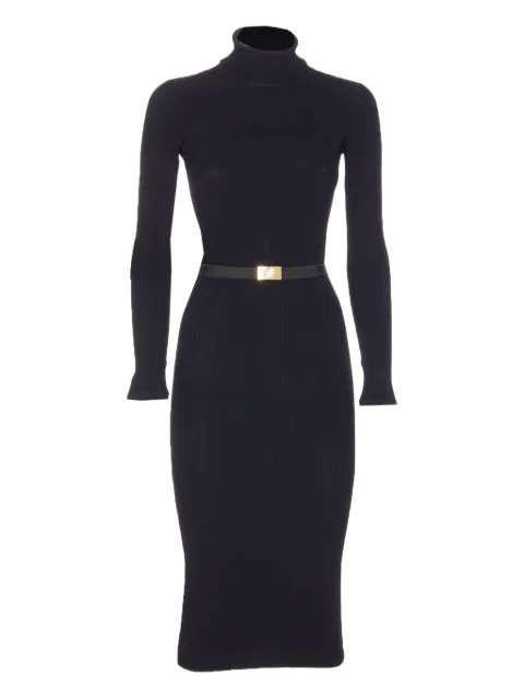 Elisabetta Franchi ribbed high-neck belted midi dress Black AM07B56E2