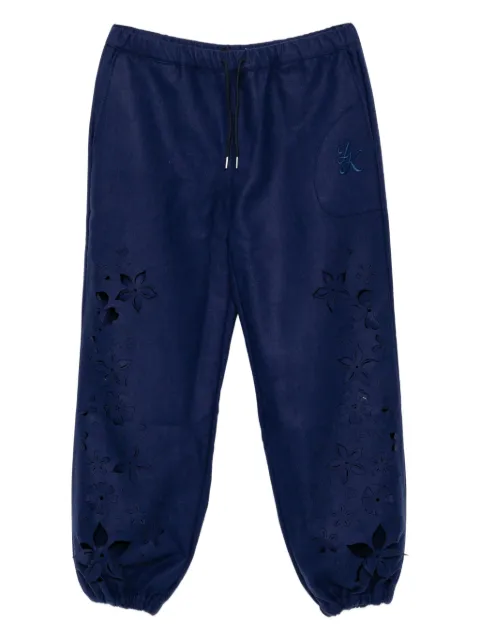 JUNTAE KIM laser-cut flower track pants Blue JTKAW25T04