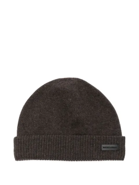 Emporio Armani ribbed-knit cashmere beanie Brown EM002697AF18244