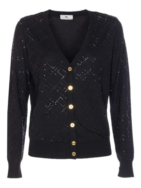 Elisabetta Franchi bead-embellished diamond-pattern cardigan Black MK26B56E2
