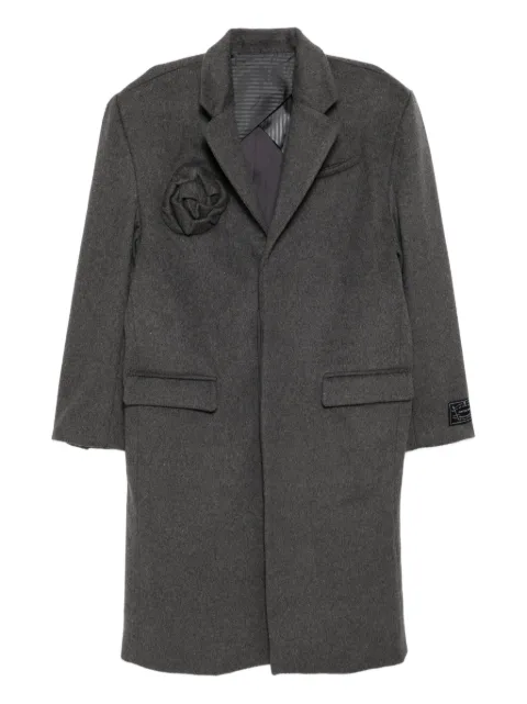 JUNTAE KIM floral-embellishment coat Grey JTKAW25J09