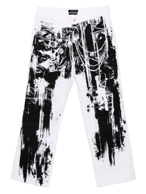 JUNTAE KIM Trompe L'oeil wide-leg jeans White JTKAW25T16