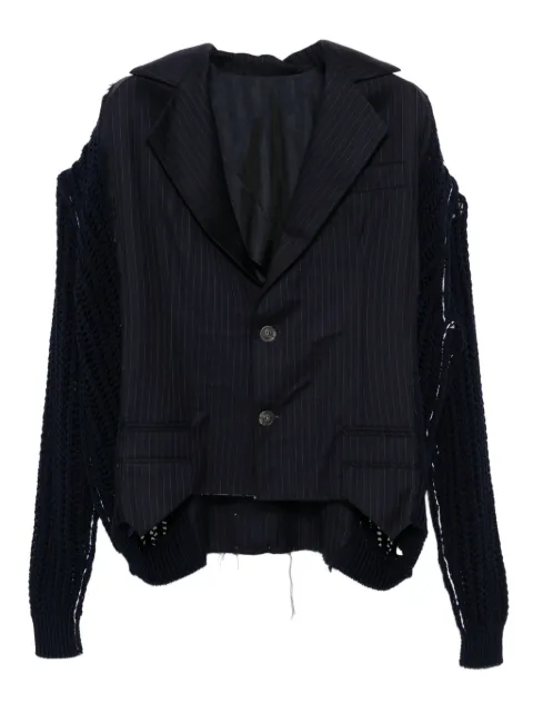 SONIA CARRASCO knitted-sleeves blazer Blue 120509120113