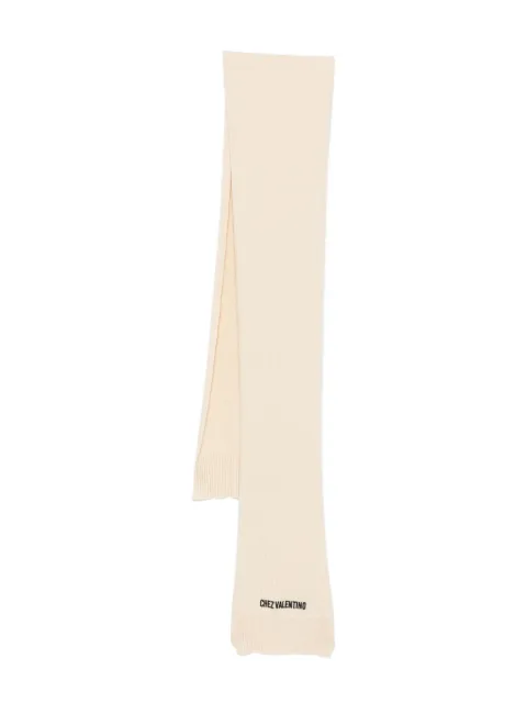 Valentino Garavani logo-embroidered ribbed scarf Neutrals YET01WFZL