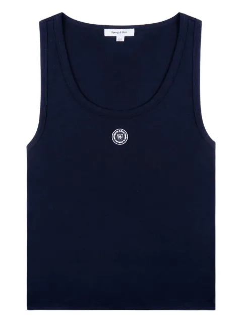 Sporty & Rich Baby logo-patch rib tank Blue TO081600305BL106