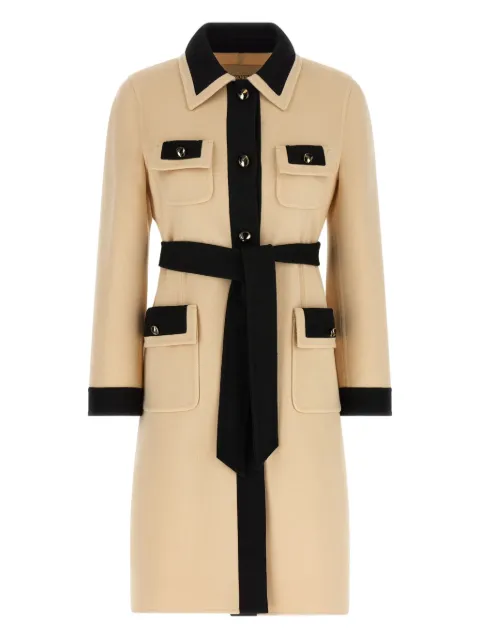 Valentino Garavani belted contrast-trim coat Neutrals BCA7S06JA