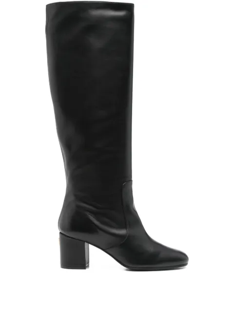 Via Roma 15 70mm calf-leather block-heel knee-high boots Black 4556NERO