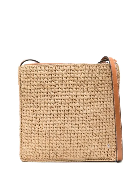 Helen Kaminski raffia leather-trimmed shoulder bag Neutrals BAG51968