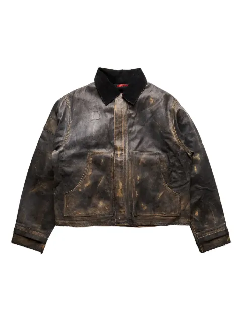 424 washed-effect leather jacket Brown FFF4MJ20APPE228999