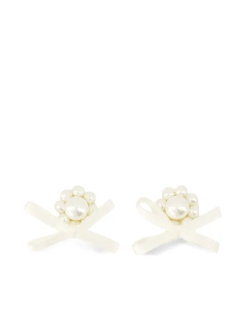 Simone Rocha pearl-embellished bow earrings White ERG5520904PEARLPEARL
