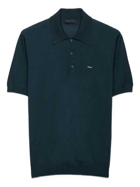 Prada embroidered wool polo shirt Green UMF148SOOO18DY