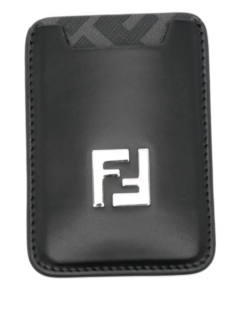FENDI logo-plaque leather cardholder Black 7M0364AFF2