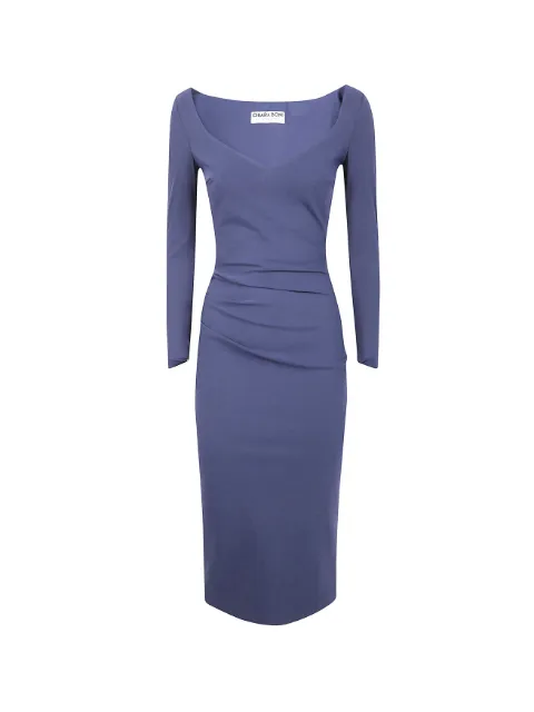 CHIARA BONI La Petite Robe long-sleeve draped midi dress Purple ABCLUHEARTBS