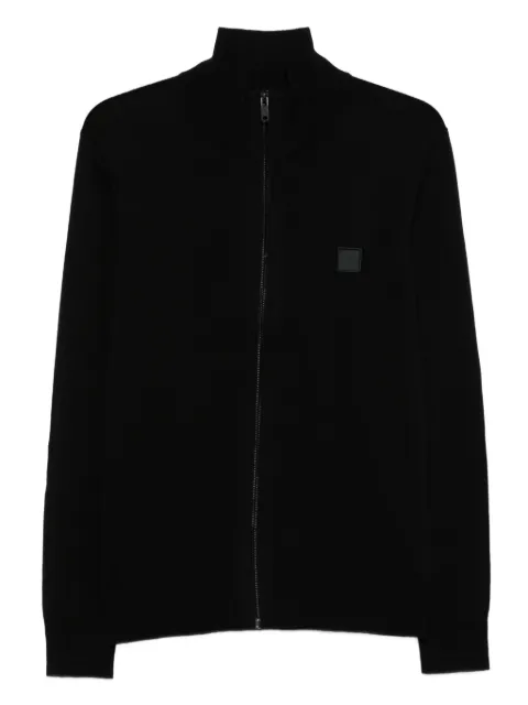 BOSS zip-fastening logo-patch cardigan Black 50543692