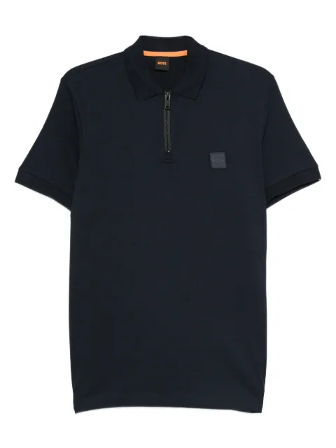 BOSS zip-neck logo polo shirt Blue 50537507